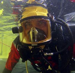 Person in scuba gear, under the water